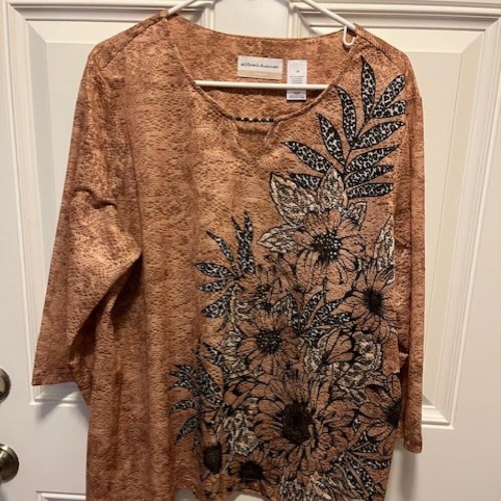 Alfred Dunner Floral Print Top  1X
